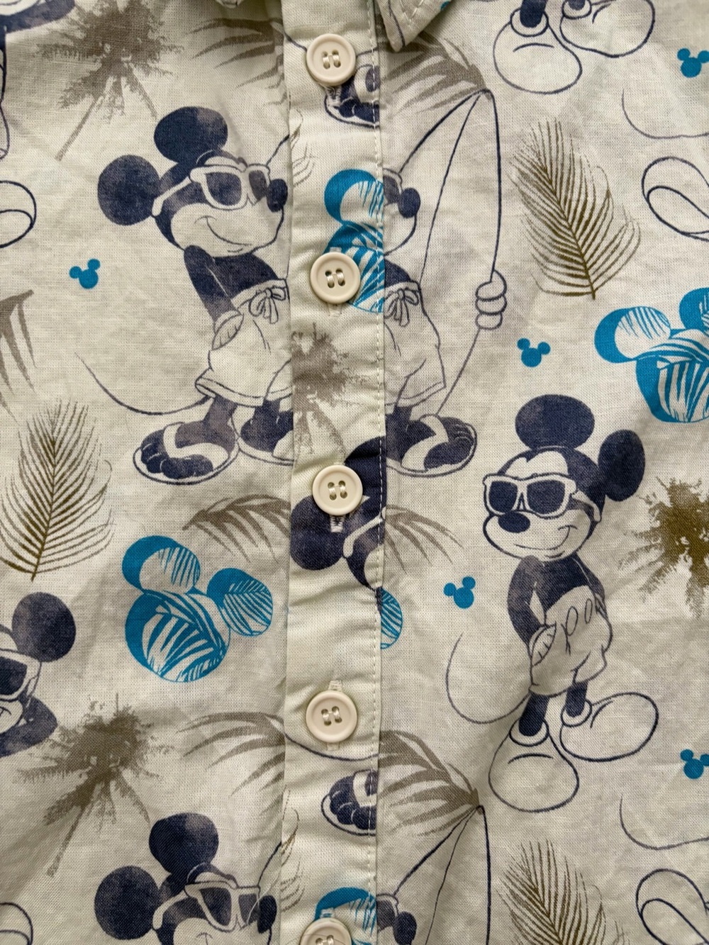 Disney Junior Mickey Mouse Tropical Hawaiian Shirt Size 3T Button Down Boys - Picture 2 of 6